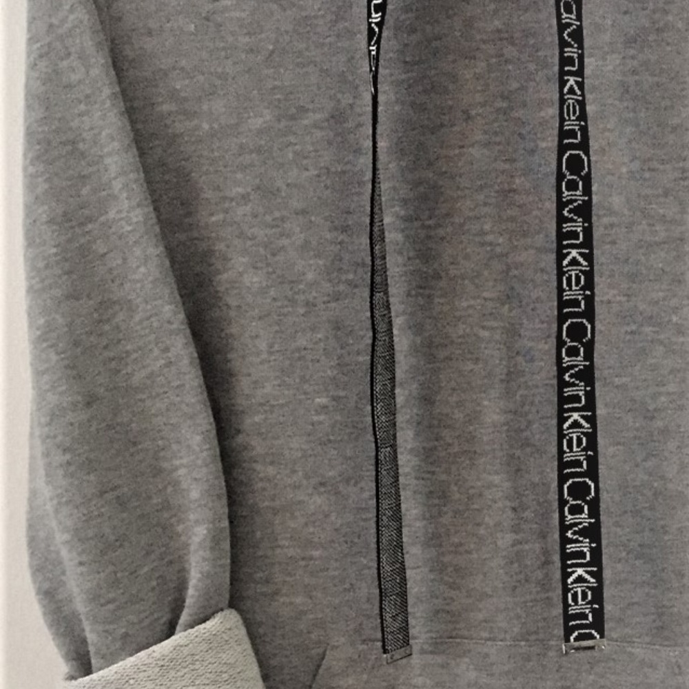 NWT Calvin Klein Long Sleeve Hooded Sweatshirt Dress in Gray Sz M - Picture 8 of 10